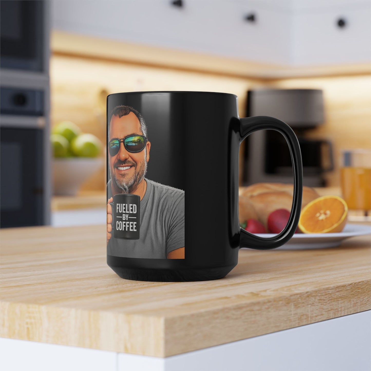 Fueled by Coffee Mug — Black Ceramic Coffee Cup (11oz & 15oz)