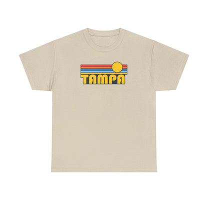 Tampa Retro Sunset T-Shirt — Vintage 70s Striped Beach Tee