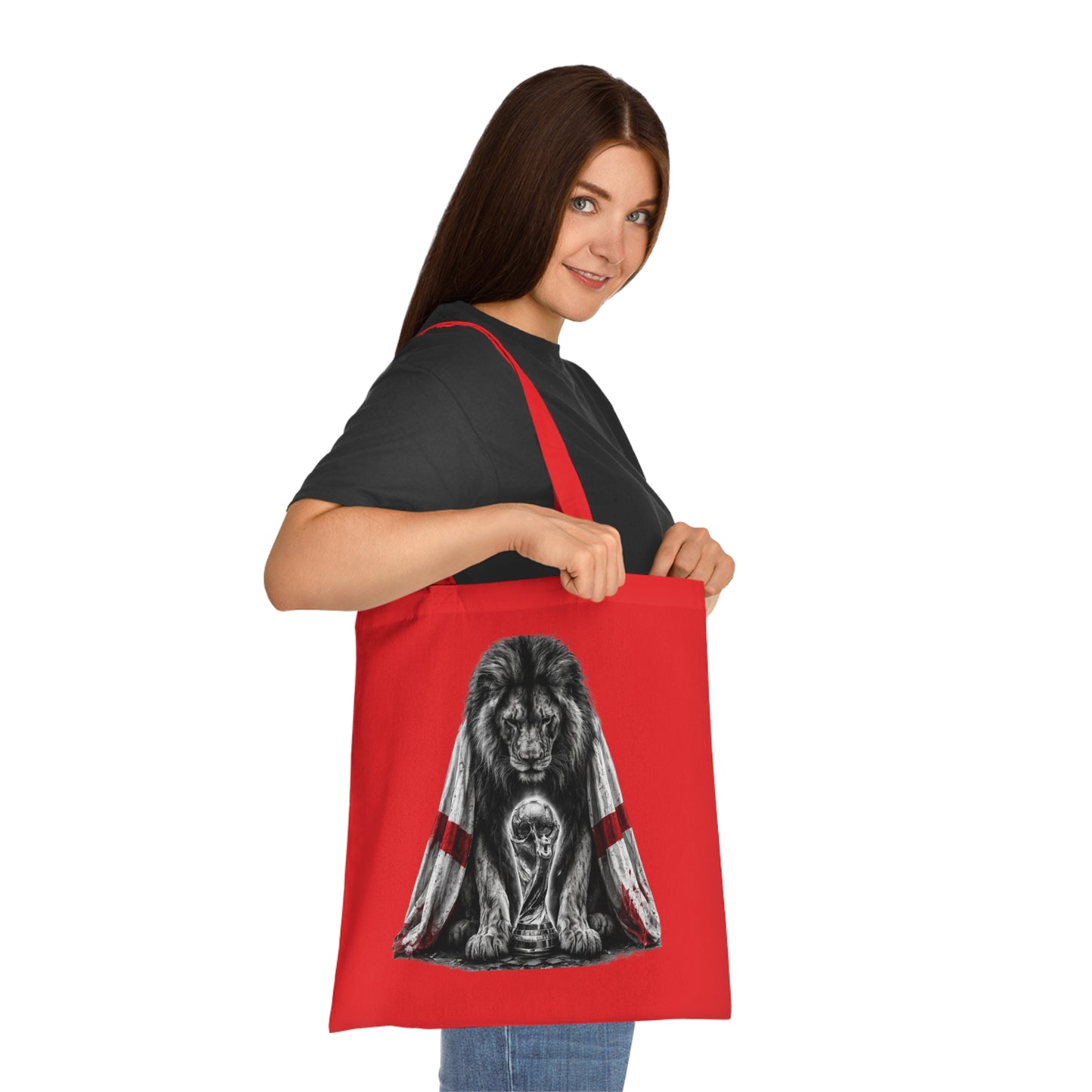 England Lion Tote Bag – Protective Lion Illustration Cotton Tote