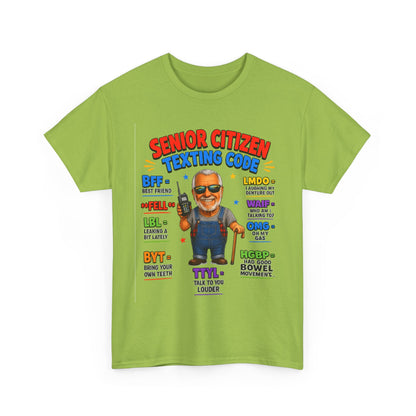 Senior Citizen Texting Code T-Shirt — Funny Grandpa Grandma Retirement Gift