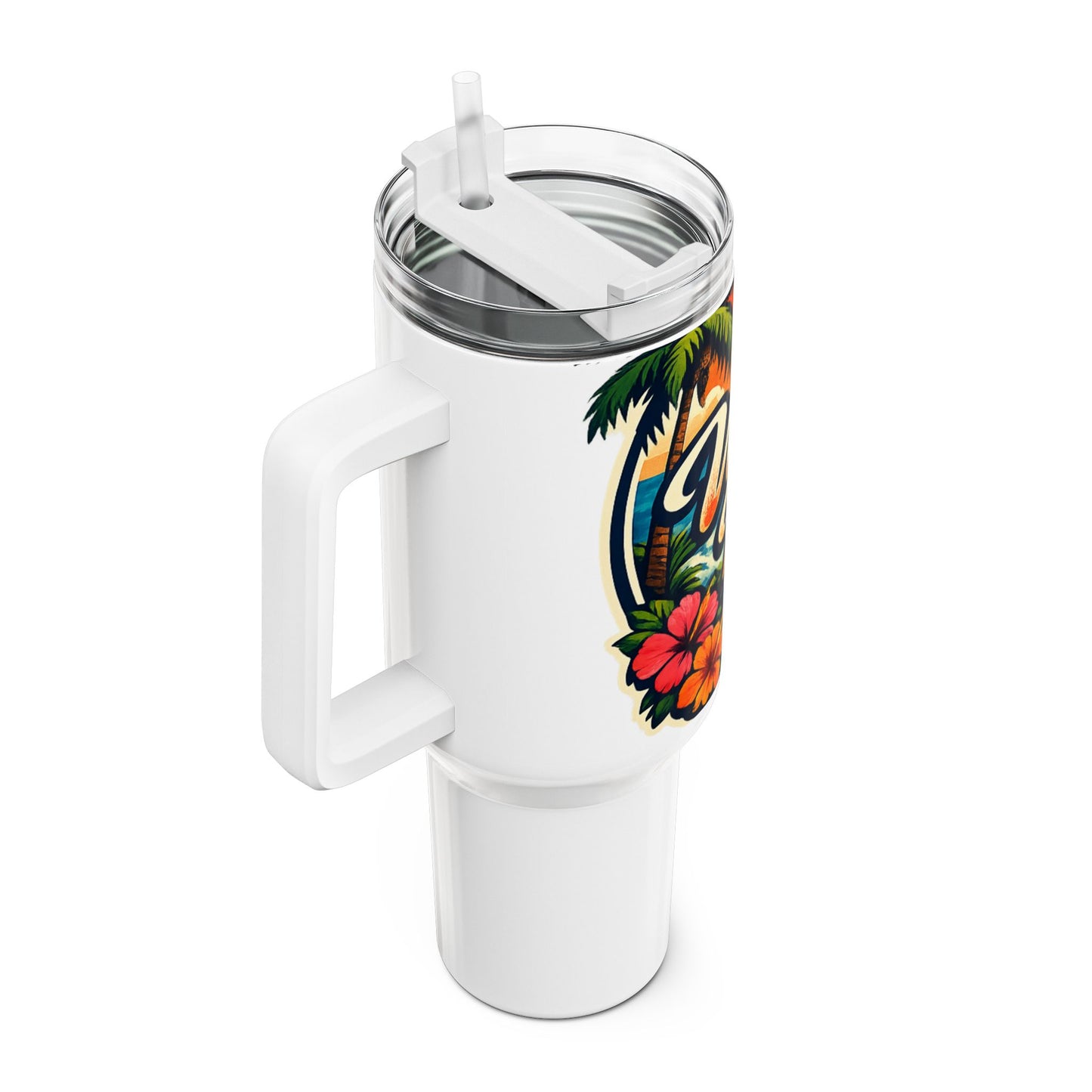 West Palm Beach 40oz Travel Tumbler — Tropical Sunset Palm Beach Cup