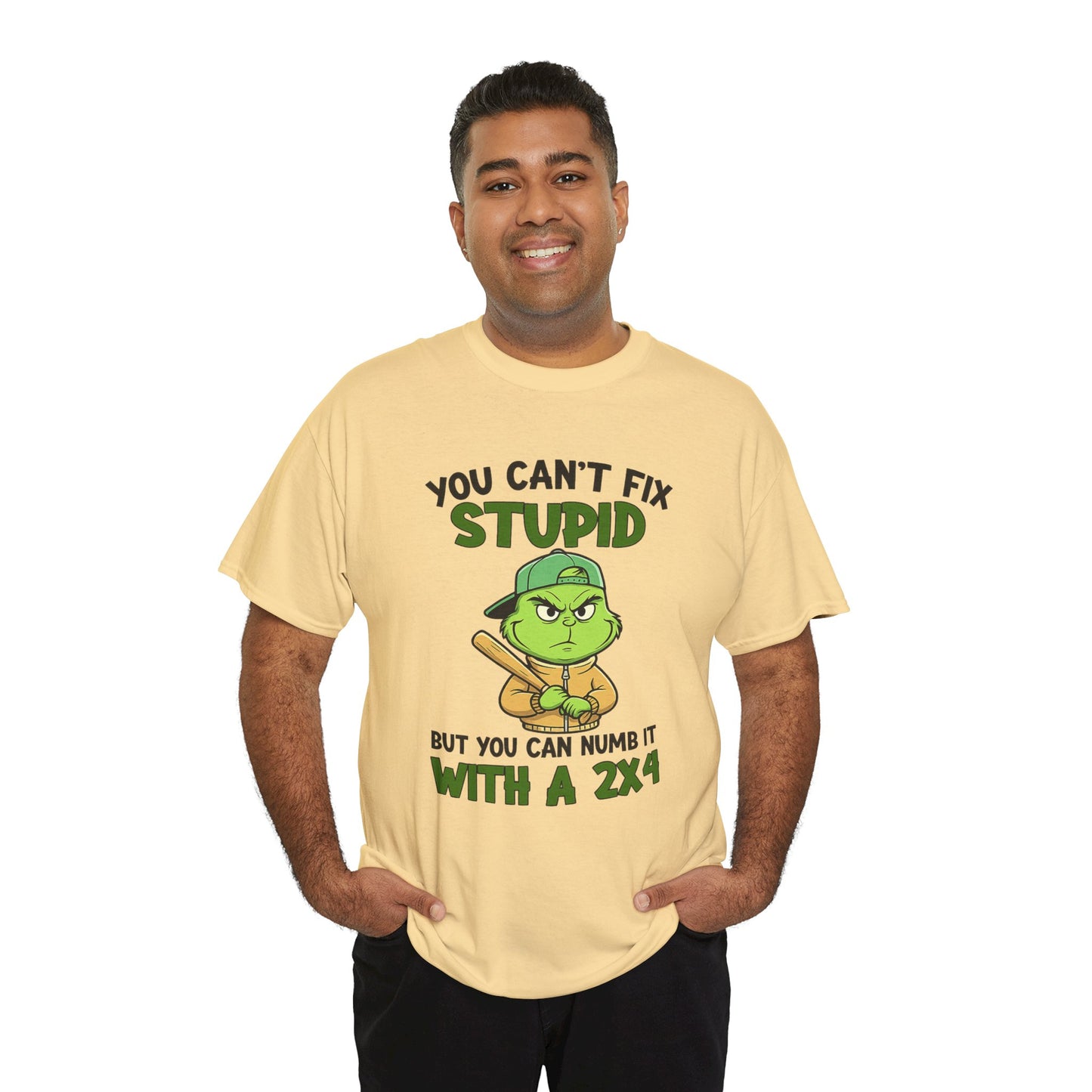 Funny Carpenter T‑Shirt — "You Can't Fix Stupid But You Can Numb It With a 2x4"