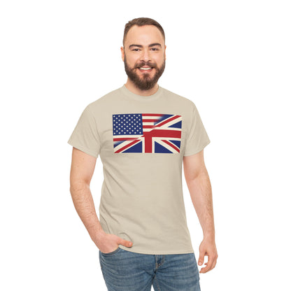 USA-UK Flag Graphic Tee — American British Union Jack Mashup T-Shirt
