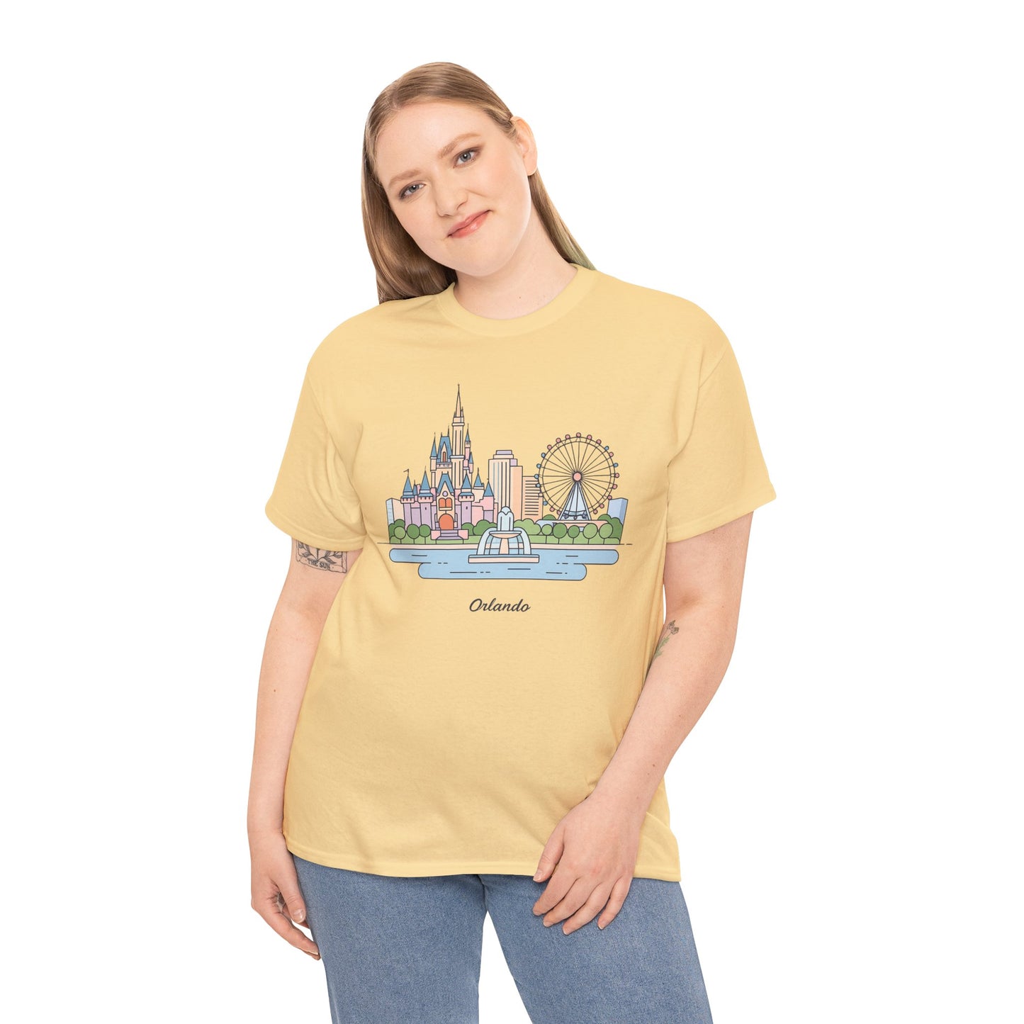 Orlando Skyline T-Shirt — Cute Cityscape Graphic Tee with 'Orlando' Text