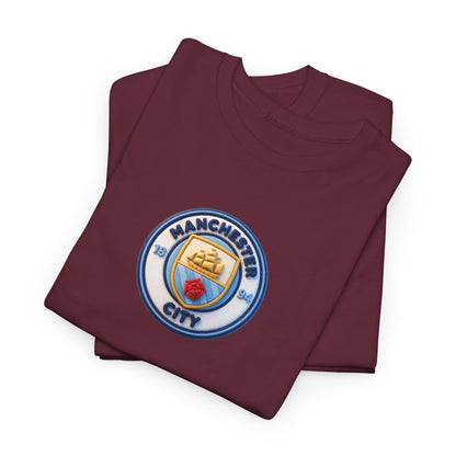 Manchester City Crest Unofficial 3D T-Shirt — Minimal Soccer Logo Tee