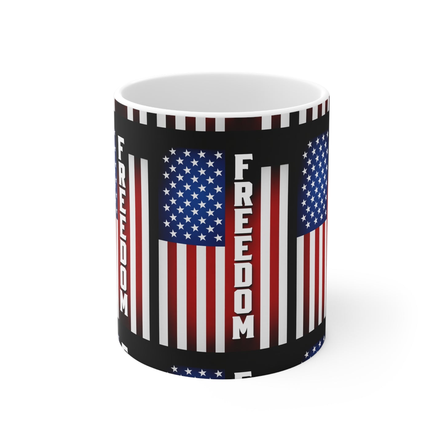 USA Freedom Flag Ceramic Mug — Patriotic USA Coffee Cup (11oz & 15oz)