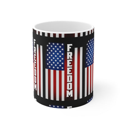 USA Freedom Flag Ceramic Mug — Patriotic USA Coffee Cup (11oz & 15oz)