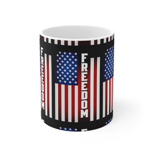 USA Freedom Flag Ceramic Mug — Patriotic USA Coffee Cup (11oz & 15oz)