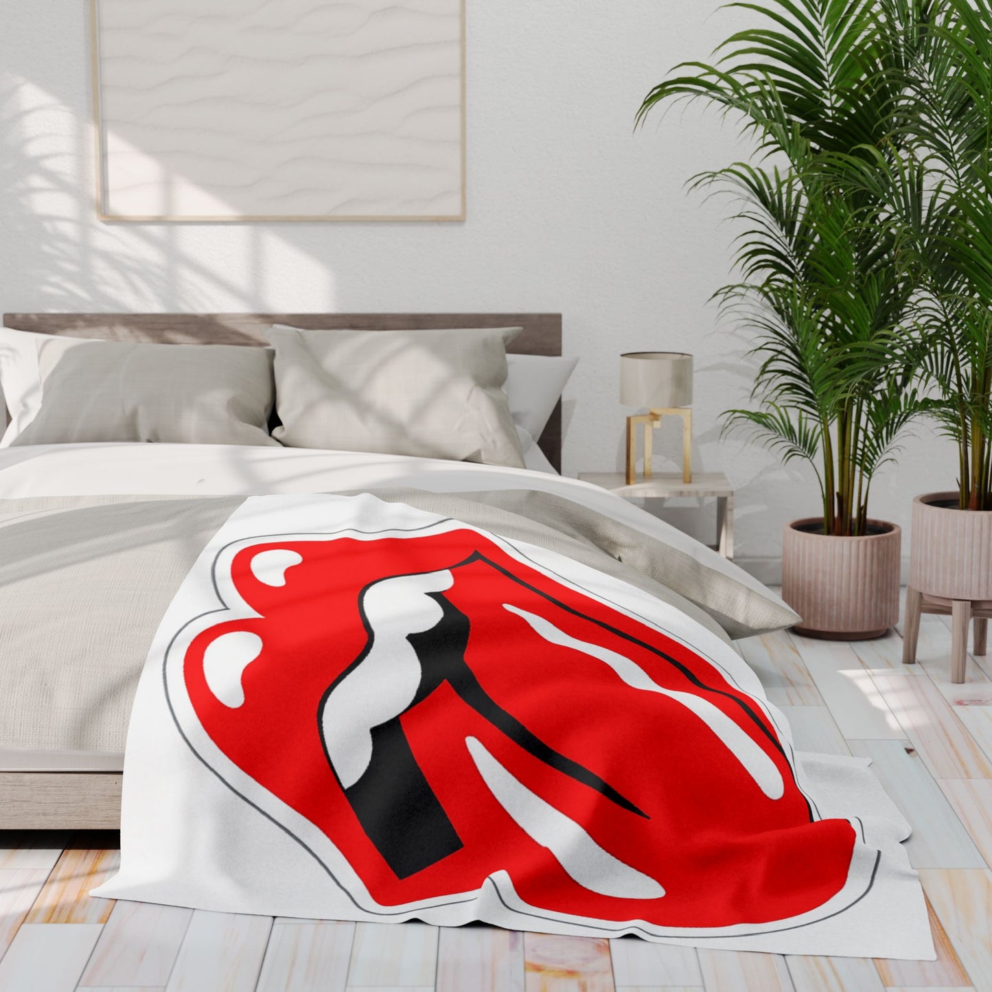Rolling Stones Tongue Arctic Fleece Blanket – Retro Rock Band Logo Throw