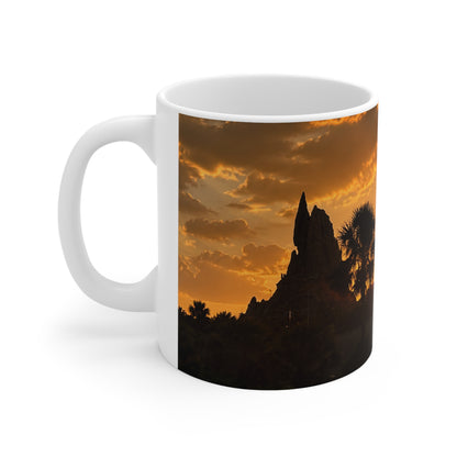 Volcano Bay at Sunset Palm Silhouette Ceramic Mug — 11oz & 15oz
