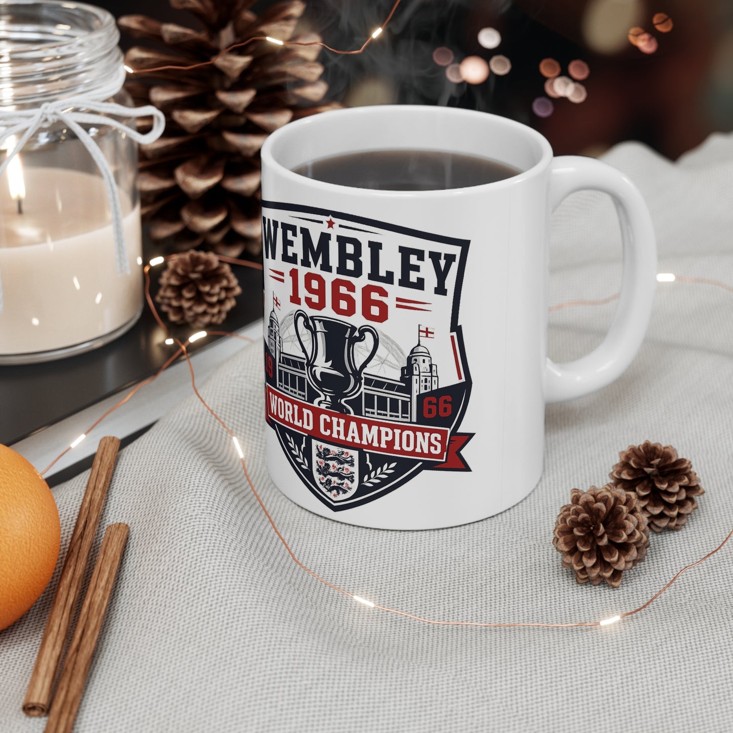 England Wembley 1966 World Champions Ceramic Coffee Mug — Football Vintage Trophy Design (11oz/15oz)