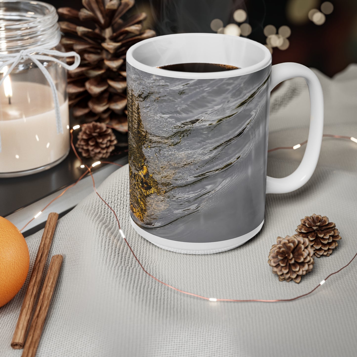 Alligator Reflection Ceramic Mug - Wildlife Photography Coffee Cup (11oz, 15oz)