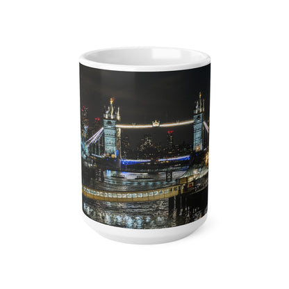 London Tower Bridge Nightscape Ceramic Mug — Tower Bridge Cityscape Coffee Cup (11oz & 15oz)