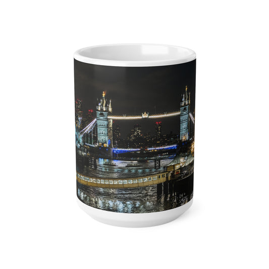 London Tower Bridge Nightscape Ceramic Mug — Tower Bridge Cityscape Coffee Cup (11oz & 15oz)