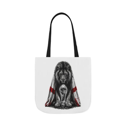 England Lion Guardian Canvas Tote — Protective Lion & Cub Illustration Tote Bag