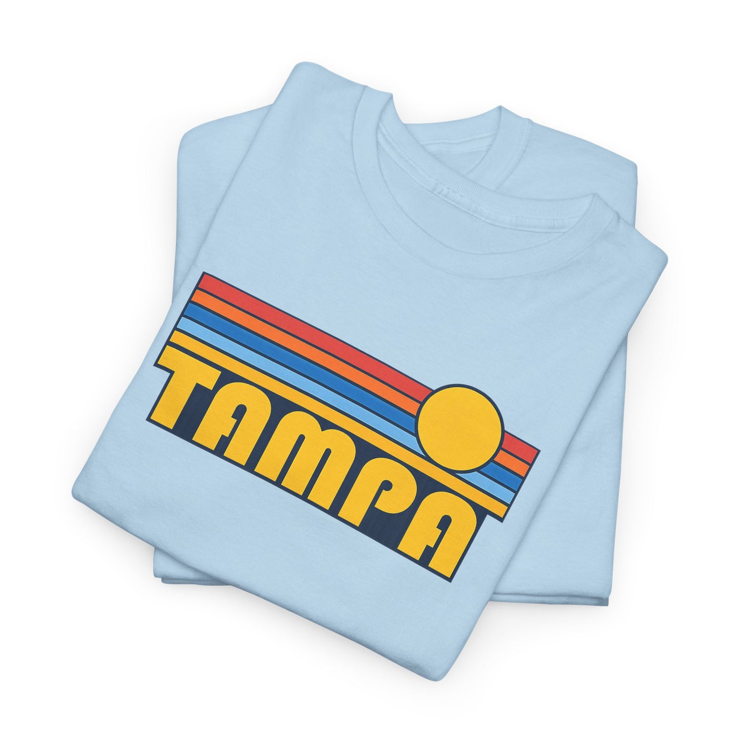 Tampa Retro Sunset T-Shirt — Vintage 70s Striped Beach Tee