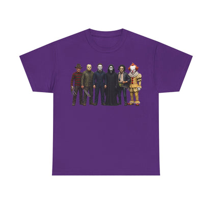Horror Icons Lineup T‑Shirt – Freddy, Jason, Michael, Ghostface & Pennywise Tee