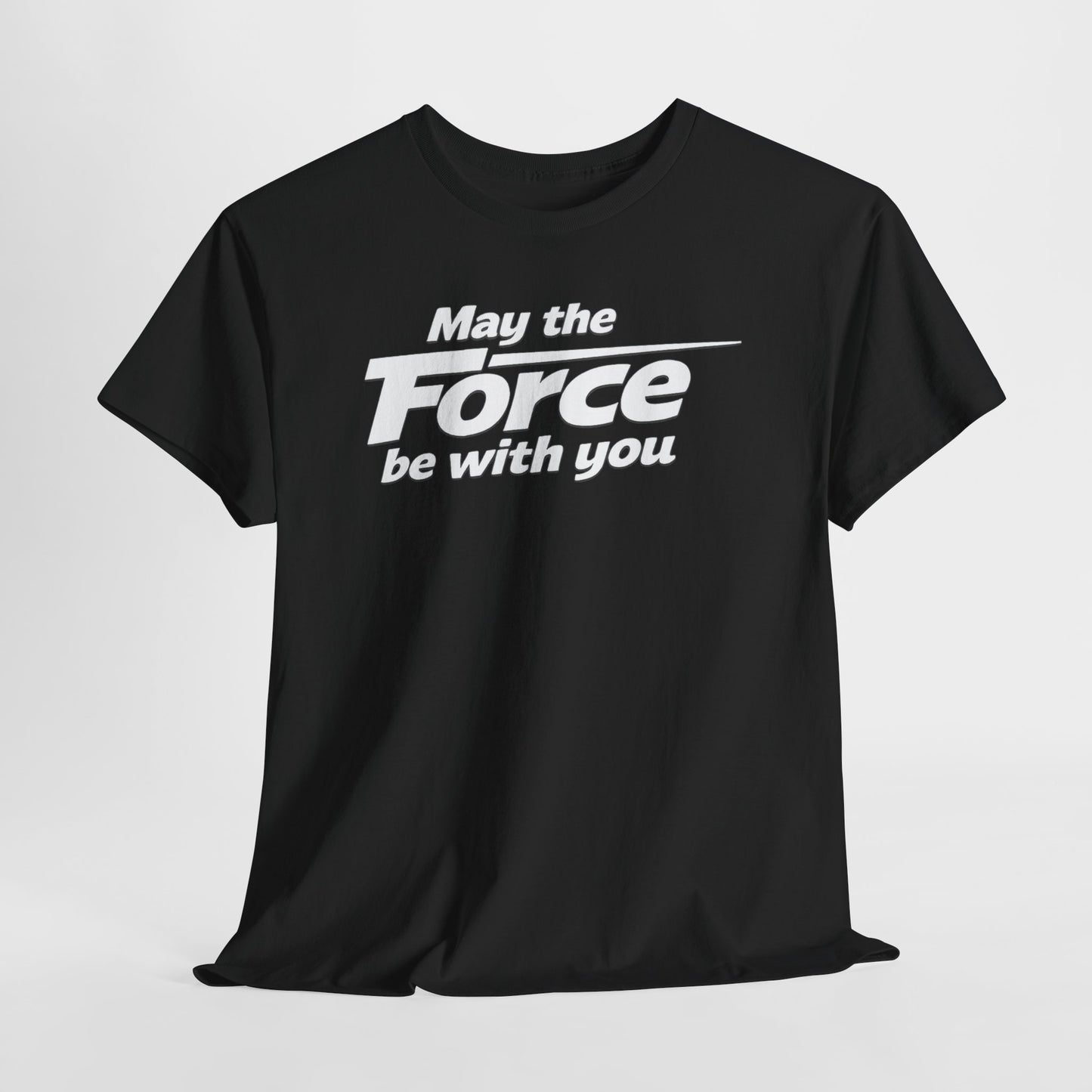 "May the Force Be With You" Retro Embossed Graphic T‑Shirt —