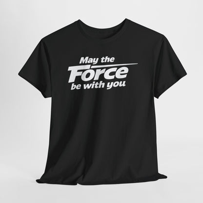 "May the Force Be With You" Retro Embossed Graphic T‑Shirt —