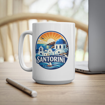 Santorini Ceramic Coffee Mug — Greece Travel Souvenir 11oz/15oz