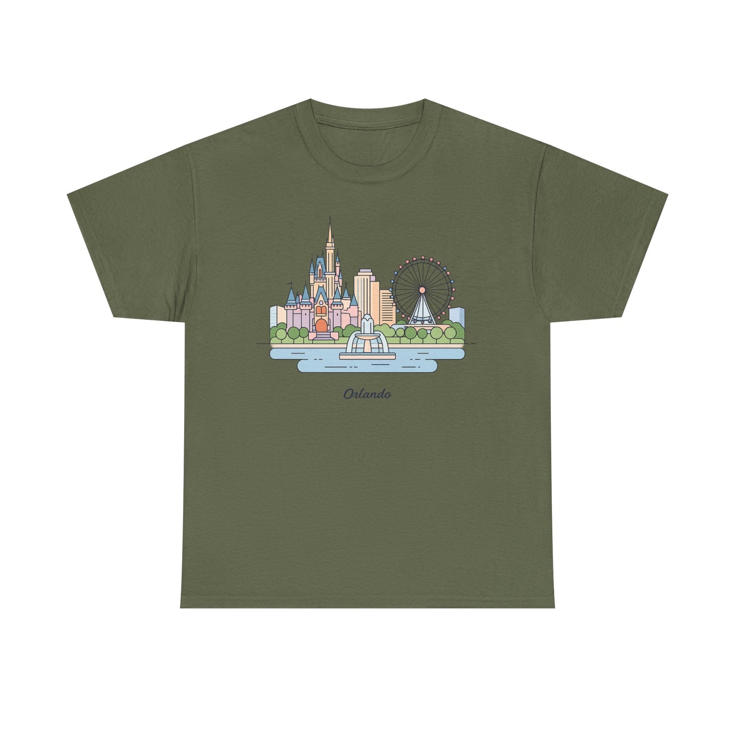 Orlando Skyline T-Shirt — Cute Cityscape Graphic Tee with 'Orlando' Text