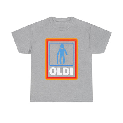 Oldi Retro Logo Tee — Funny Elderly Humour T-Shirt