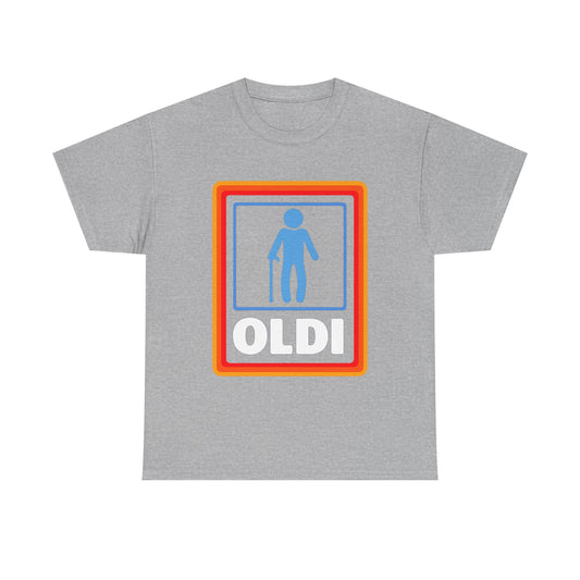 Oldi Retro Logo Tee — Funny Elderly Humour T-Shirt
