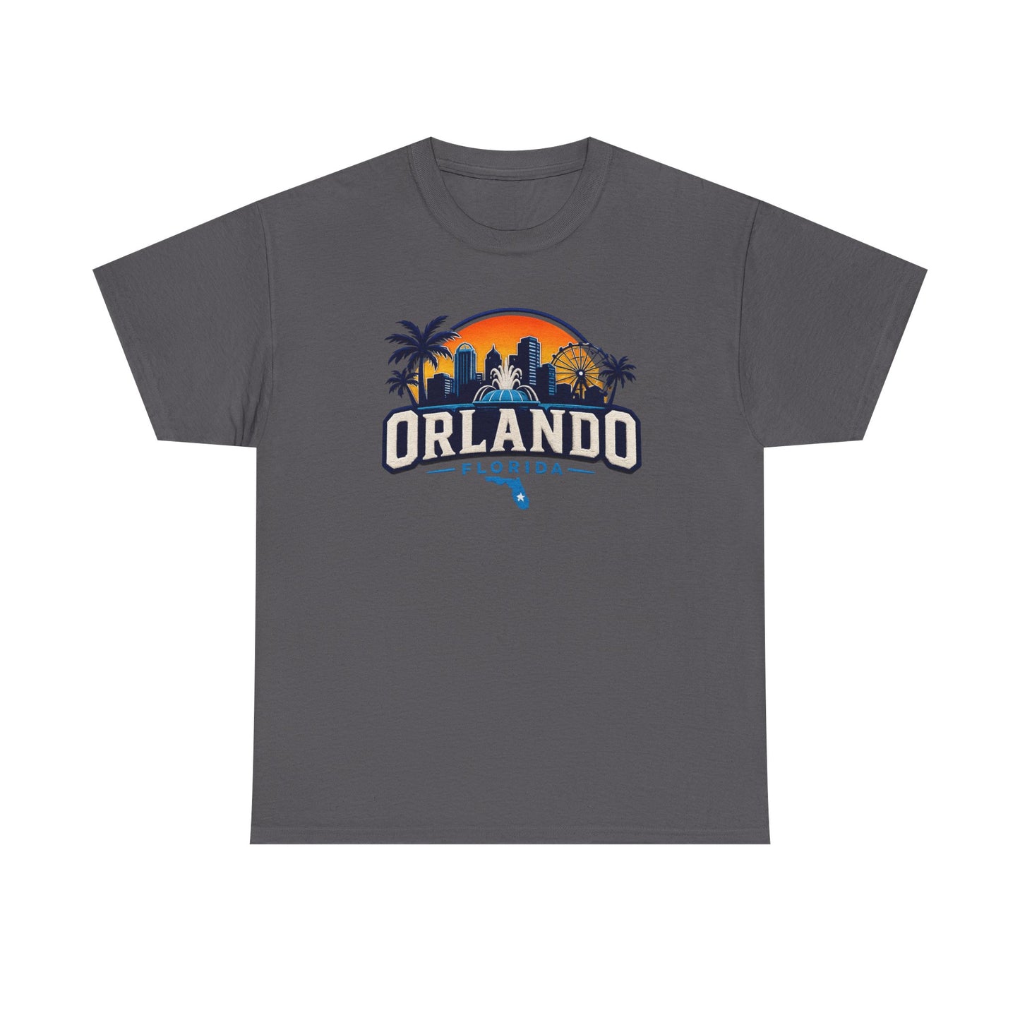 Orlando Florida Sunset T-Shirt — Retro Skyline & Palm Tree Vacation Tee