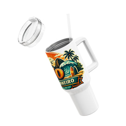 Rio de Janeiro 40oz Travel Tumbler – Tropical Sunset Beach Design