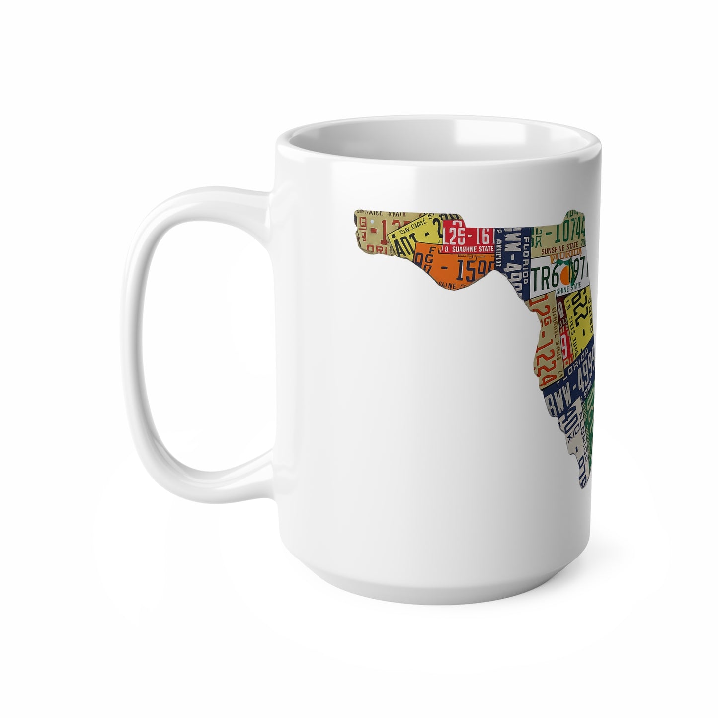 Florida License Plate Map Ceramic Coffee Mug — 11oz & 15oz
