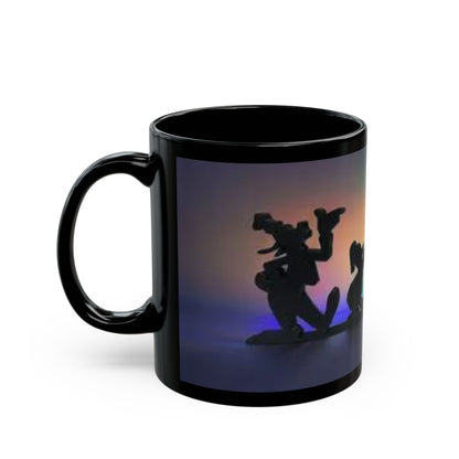 Silhouette Cartoon Characters Black Coffee Mug – Colorful Backlight Disney-Inspired 11oz/15oz