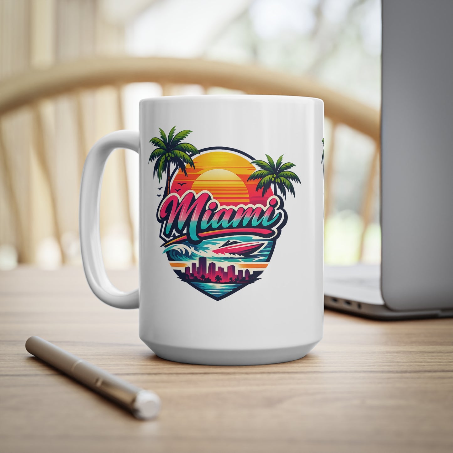 Miami Ceramic Coffee Cups, 11oz, 15oz