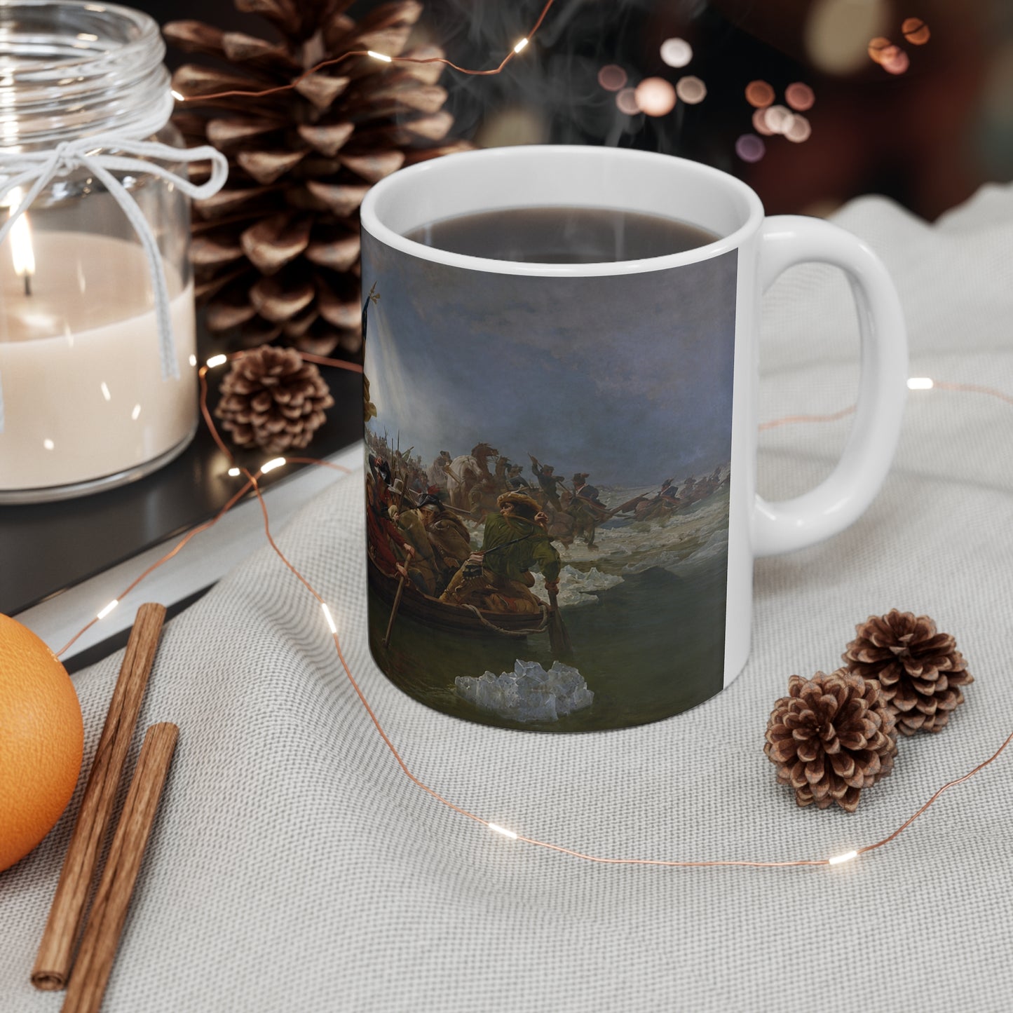 Washington Crossing the Delaware Ceramic Coffee Mug — Historic Revolutionary War Artwork (11oz & 15oz)