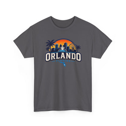 Orlando Florida Sunset T-Shirt — Retro Skyline & Palm Tree Vacation Tee