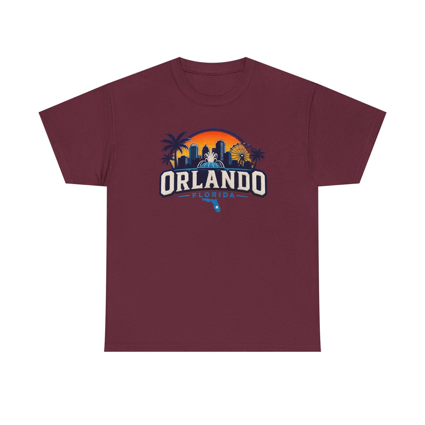 Orlando Florida Sunset T-Shirt — Retro Skyline & Palm Tree Vacation Tee