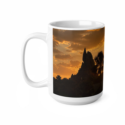 Volcano Bay at Sunset Palm Silhouette Ceramic Mug — 11oz & 15oz