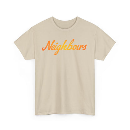 Neighbours Script T‑Shirt — Retro Orange Neighborhood Tee