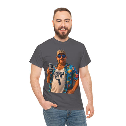 Florida Man Graphic Tee — Funny Vacation Shirt with Hawaiian Shirt Design