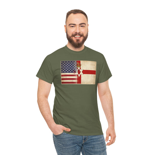 USA / Northern Ireland Flag T-Shirt – Vintage USA & Ulster Cross Tee