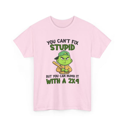 Funny Carpenter T‑Shirt — "You Can't Fix Stupid But You Can Numb It With a 2x4"