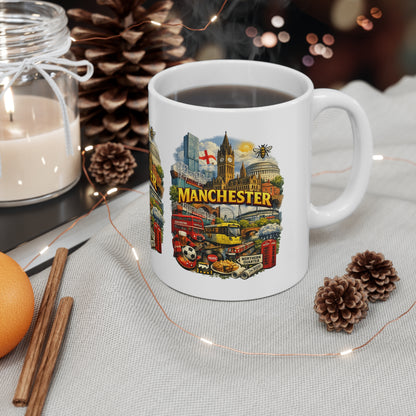 Manchester Landmark Ceramic Mug — 11oz & 15oz Souvenir Coffee Cup