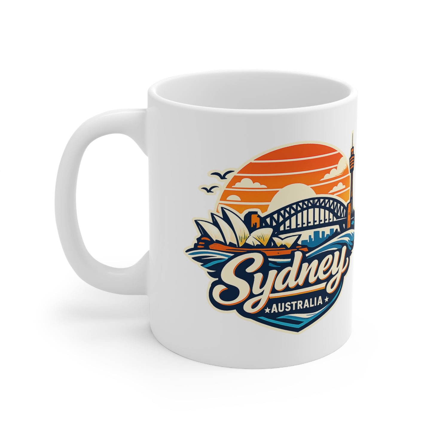 Sydney Skyline Coffee Mug — Vintage Sunset Opera House & Harbour Bridge Ceramic Cup (11oz, 15oz)