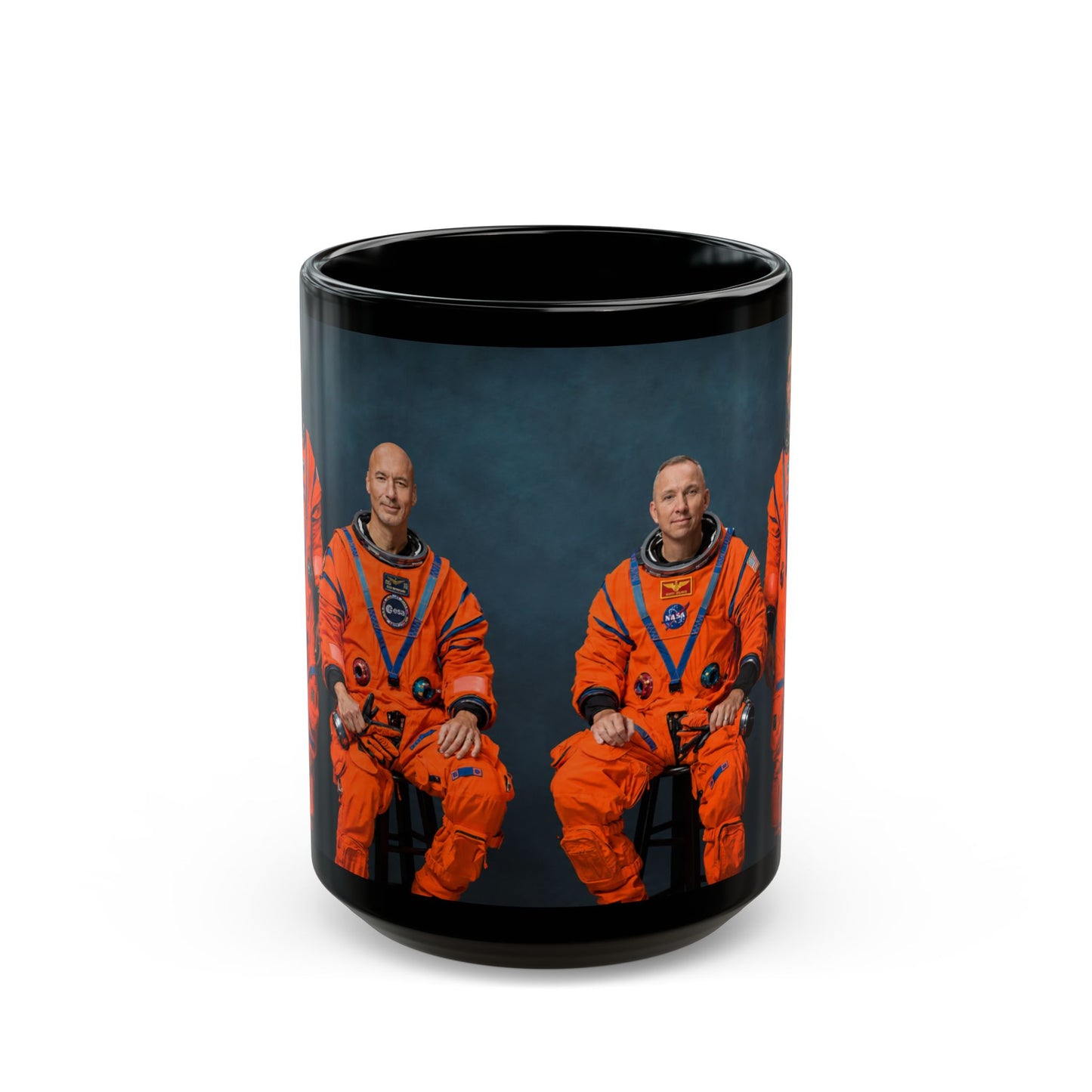Artemis III Crew Photo Black Mug — Spaceflight Cosmonaut Portrait Coffee Cup (11oz/15oz)