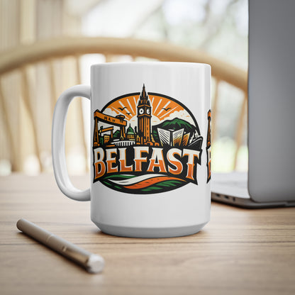 Belfast Skyline Ceramic Coffee Mug — 11oz & 15oz Irish City Souvenir