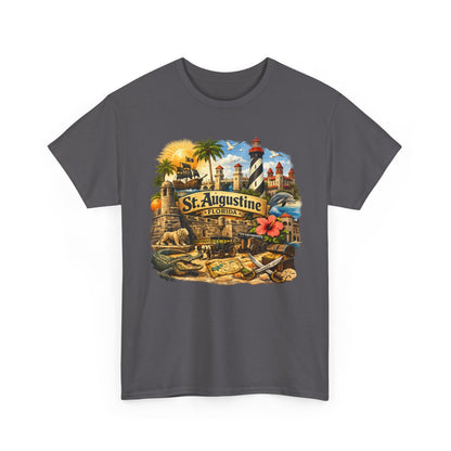 St. Augustine Florida Vintage Travel Tee — Retro Beach & Lighthouse Souvenir T-Shirt