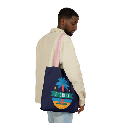 Florida Palm Beach Canvas Tote Bag — Retro Sunshine Travel Tote