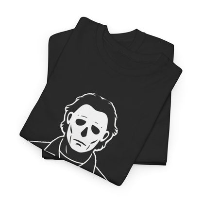 Michael Myers Outline Horror T-Shirt — Minimal Halloween Mask Tee