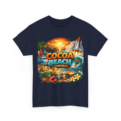 Cocoa Beach Florida Sunset Surf T-Shirt — Retro Beach Vacation Graphic Tee