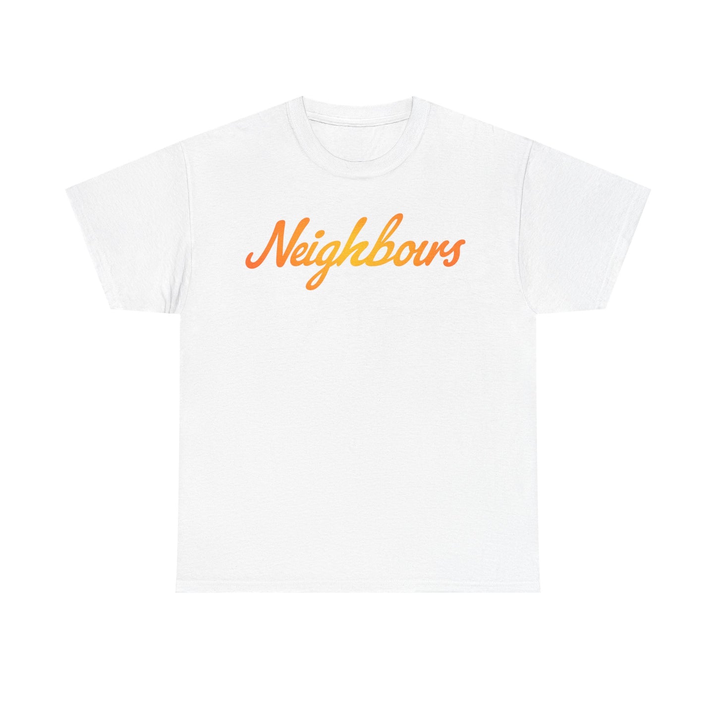 Neighbours Script T‑Shirt — Retro Orange Neighborhood Tee