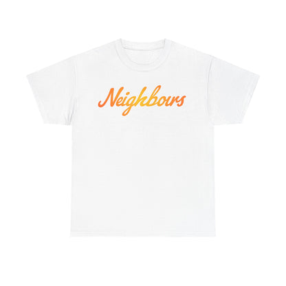 Neighbours Script T‑Shirt — Retro Orange Neighborhood Tee